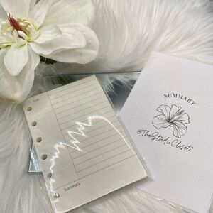 New! PM SIZE AGENDA REFILL PAGES, SUMMARY STYLE Pack of 40-50 sheets, 6 holes